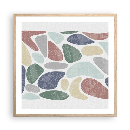 Plagát v ráme zo svetlého duba - Mozaika práškových farieb - 60x60 cm
