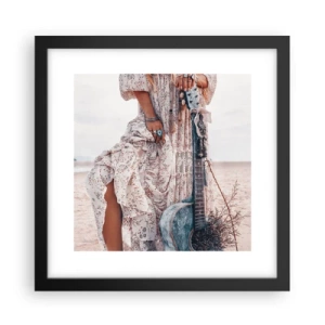 Plagát v čiernom ráme - Kvetinové deti na ceste - 30x30 cm