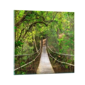 Obraz na skle - Lebo na záhrade rastú popínavé rastliny - 70x70 cm