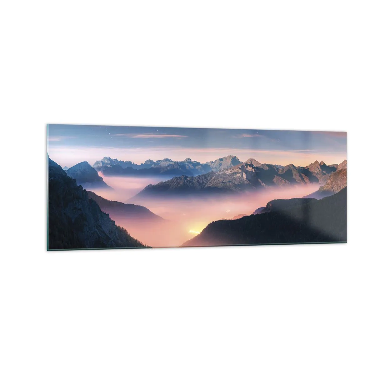 Obraz na skle - Svetlo v údoliach - 140x50 cm