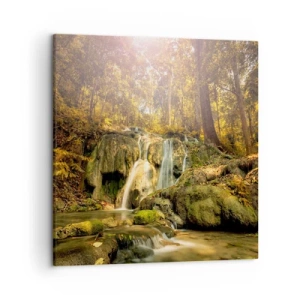 Obraz na plátne - Lesný vodopád v zeleni - 50x50 cm