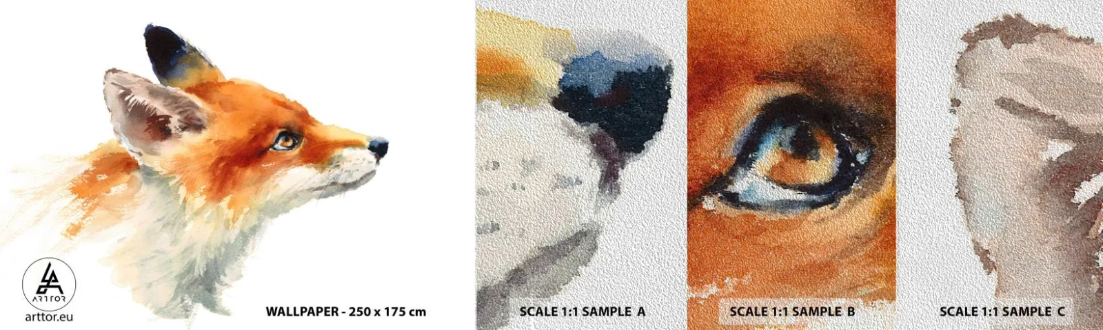 Vzorka fototapety Premium Sand - Opatrnosti nie je nikdy dosť - Zvieratá, Fox, Abstrakcia - 100x30 cm