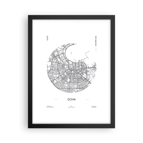 Plagát v čiernom ráme - Anatómia Dauhy - 30x40 cm