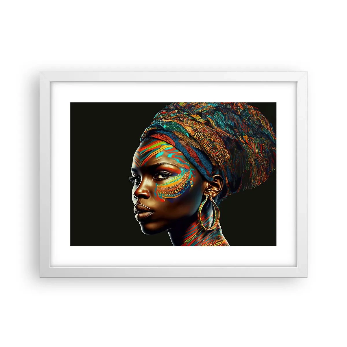 Plagát v bielom ráme - Africká kráľovná - 40x30 cm
