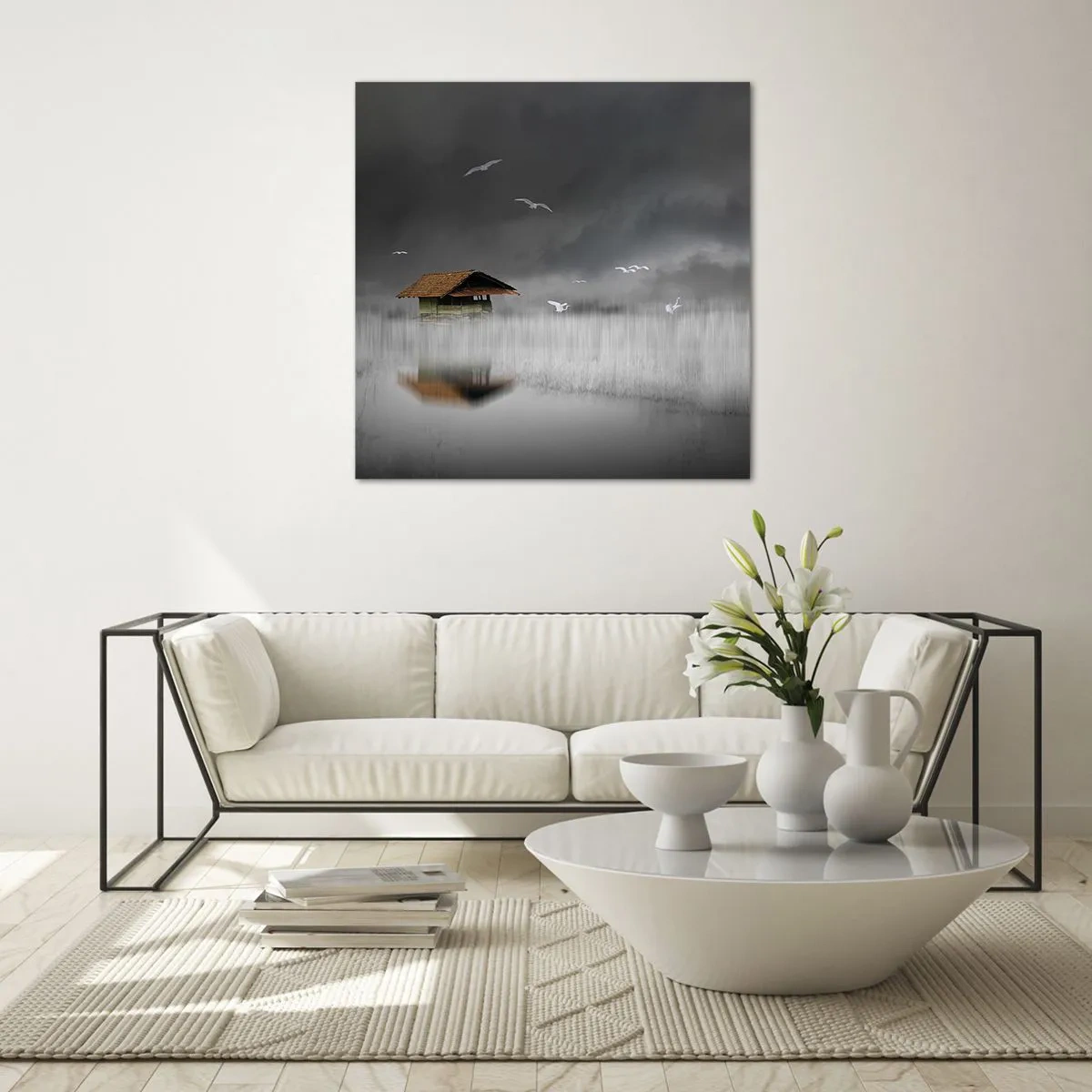 Obraz na skle - Úkryt pred dažďom - 30x30 cm