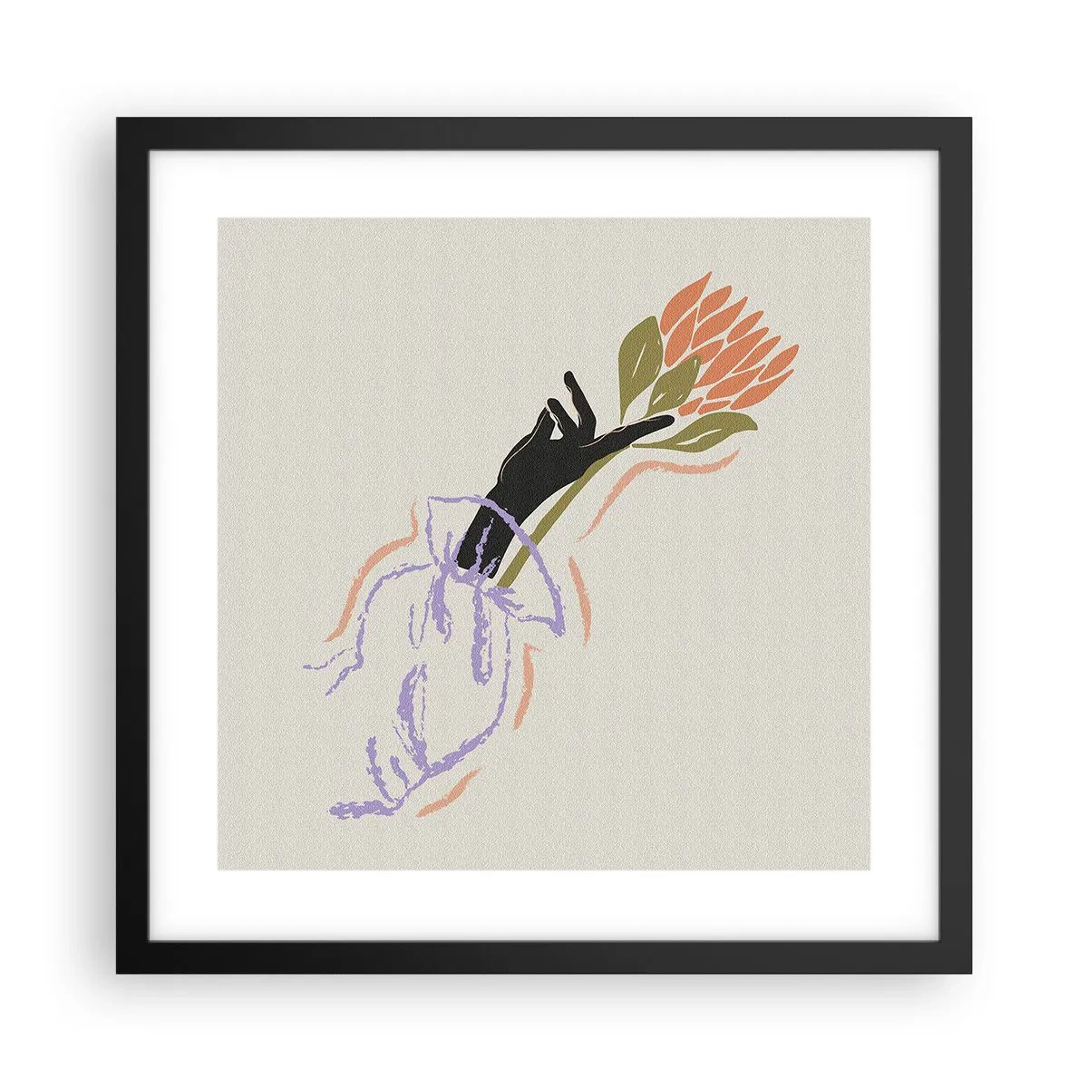 Plagát v čiernom ráme - Sesterský dotyk - 40x40 cm