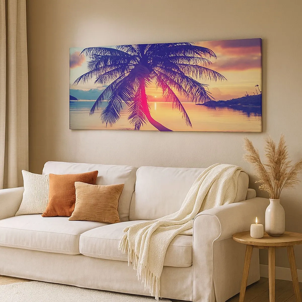 Obraz na plátne - Večer pod palmami - 100x40 cm
