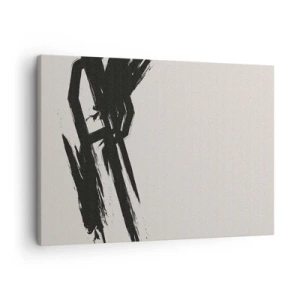 Obraz na plátne - Dynamické ťahy štetcom v čiernej farbe na svetlom pozadí - 70x50cm - Nezastaviteľná hybnosť - Moderná nástenná dekorácia do obývacej izby a spálne ARTTOR