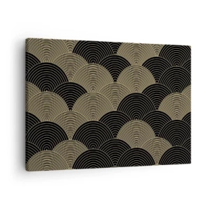 Obraz na plátne - Art Deco vzor s polkruhmi a zlatými čiarami - 70x50cm - Jednota v mnohosti - Moderná nástenná dekorácia do obývacej izby a spálne ARTTOR