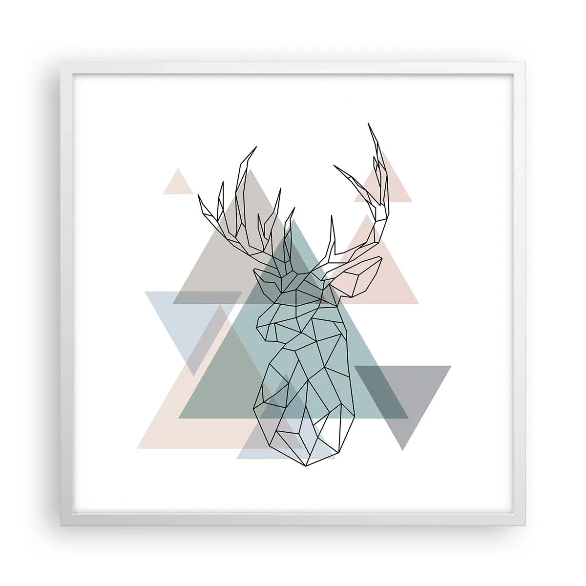 Plagát v bielom ráme - V geometrickom lese - 60x60 cm