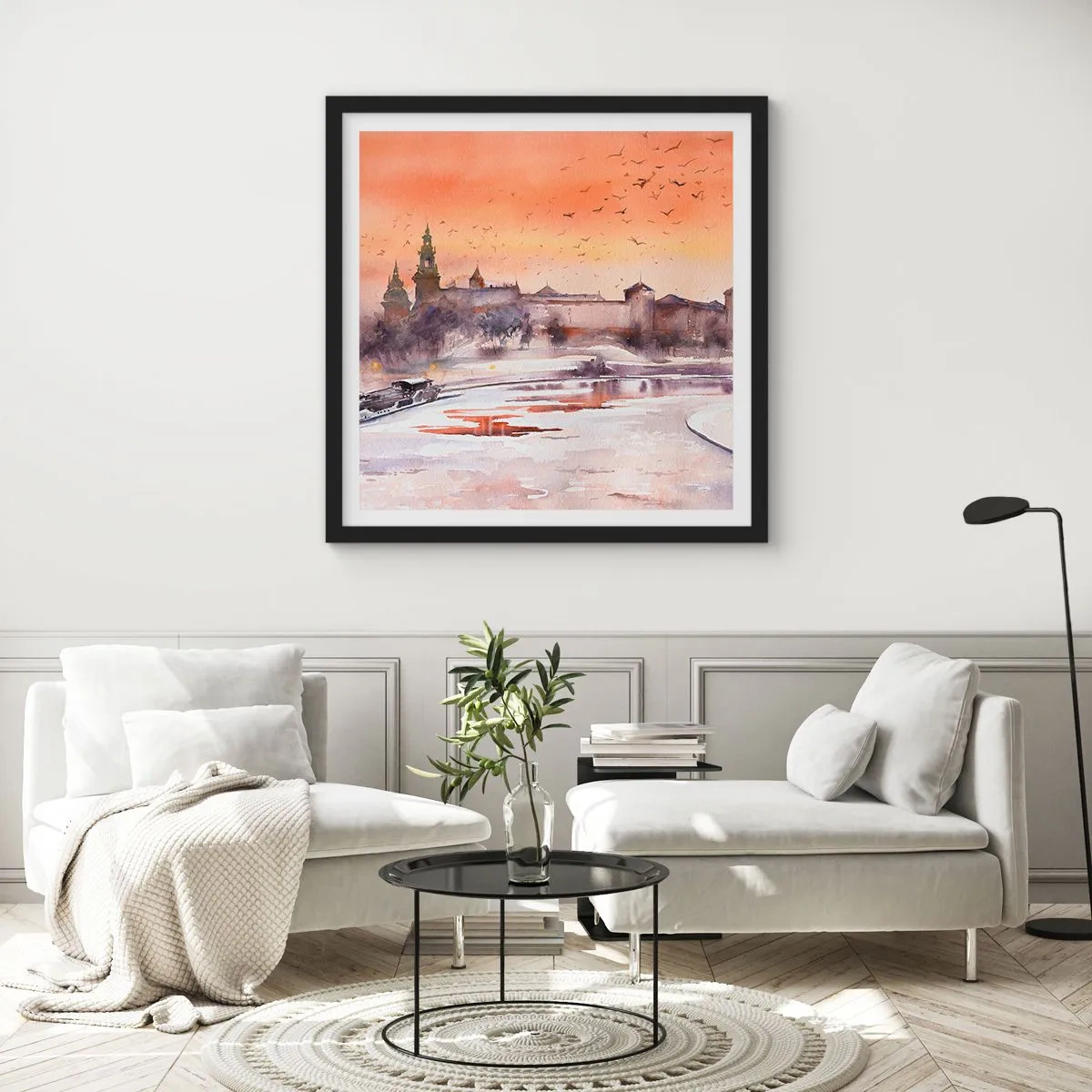 Plagát v čiernom ráme - Kráľovský západ slnka - 50x50 cm