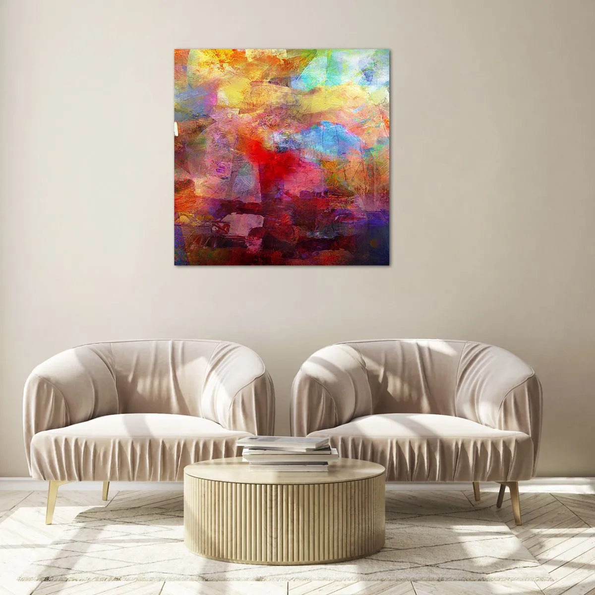 Obraz na skle - Pozrieť sa doprostred dúhy - 70x70 cm