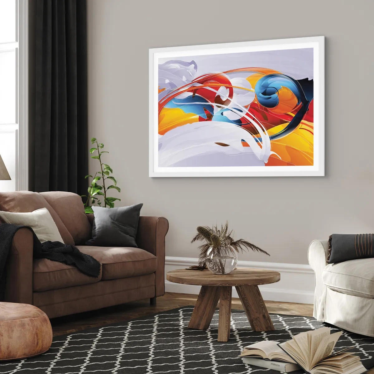 Plagát v bielom ráme - Tanec živlov - 100x70 cm