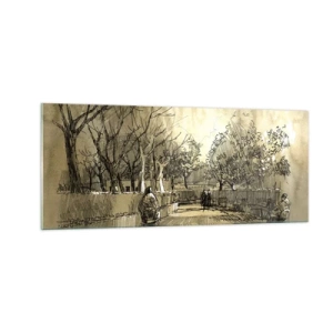 Obraz na skle - Pierkom zastavený okamih - 100x40 cm