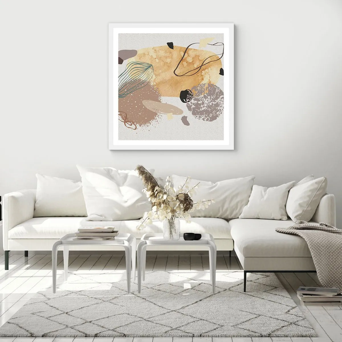 Plagát v bielom ráme - Abstraktná slivka - 60x60 cm