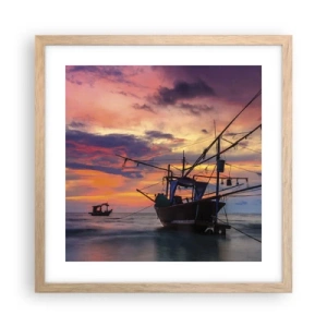 Plagát v ráme zo svetlého duba - Exotický večer - 40x40 cm