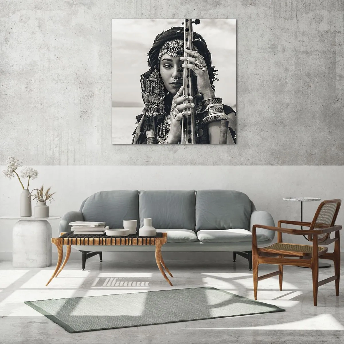 Obraz na skle - Samotná hudba orientu - 70x70 cm