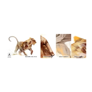 Vzorka samolepiacej fototapety Deluxe Sticker - Divoká elegancia - Zvieratá, Lev, Abstrakcia - 100x30 cm