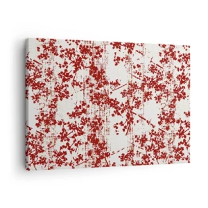 Obraz na plátne - Červené kvety na bielom pozadí v umeleckom štýle - 70x50cm - Staré kaliko - Moderná nástenná dekorácia do obývacej izby a spálne ARTTOR