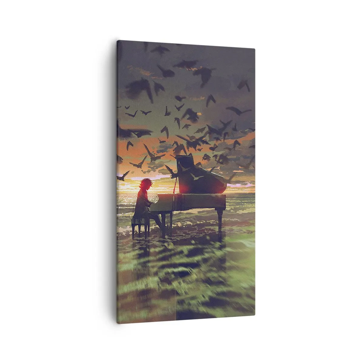 Obraz na plátne - Koncert na piano a vlny - 55x100 cm