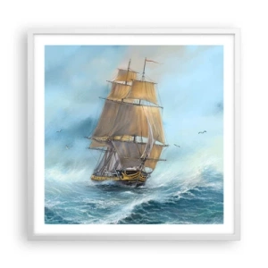 Plagát v bielom ráme - Bežiaci po vlnách - 60x60 cm