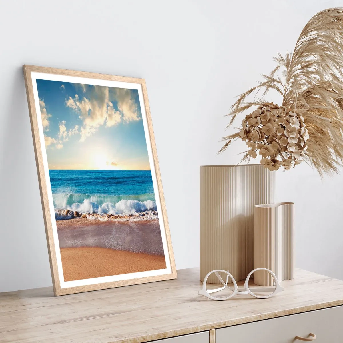 Plagát v ráme zo svetlého duba - Pohyb a nehybnosť zároveň - 30x40 cm