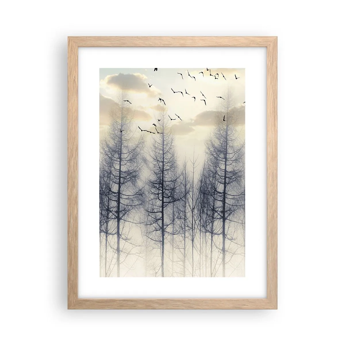 Plagát v ráme zo svetlého duba - Duchovia lesa - 30x40 cm