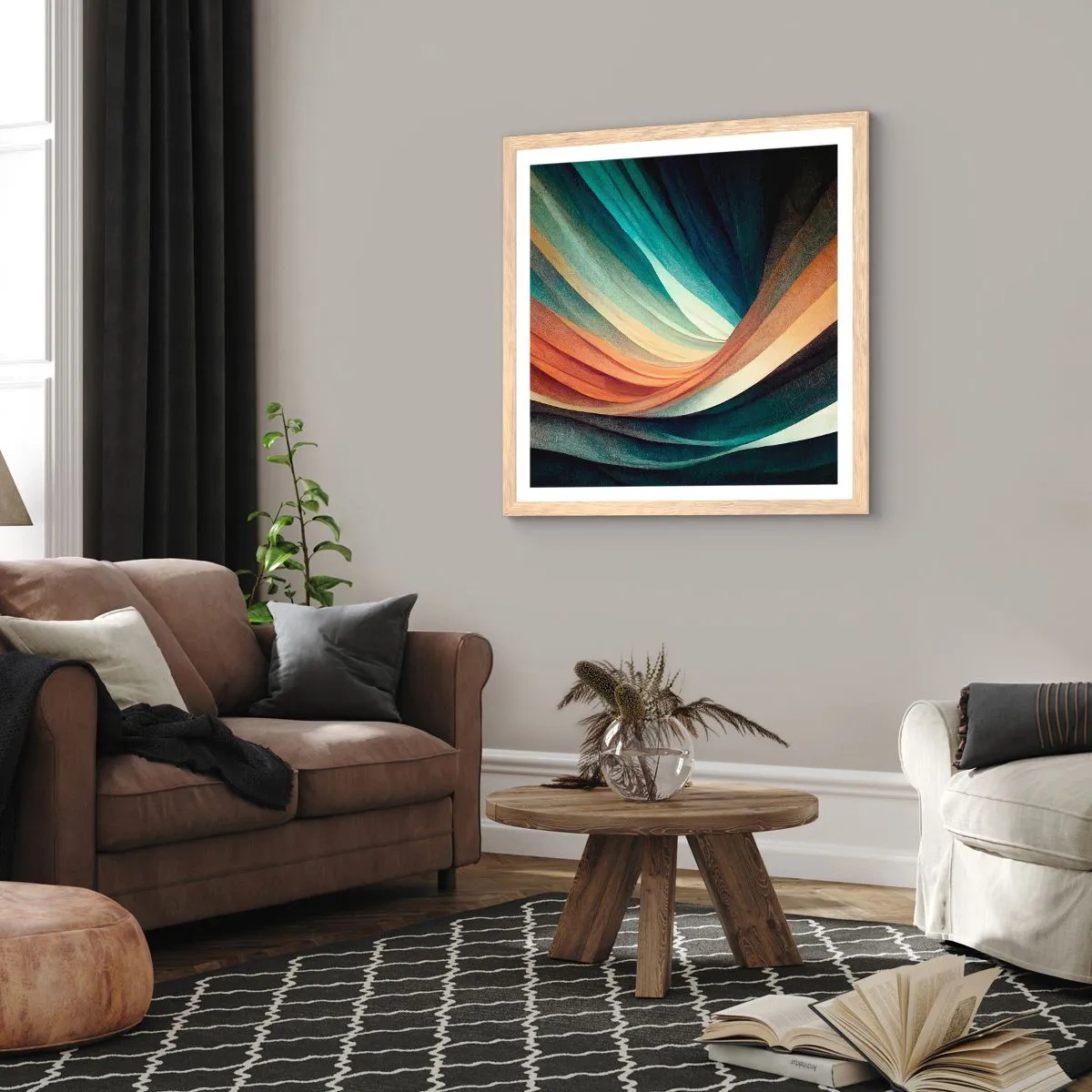 Plagát v ráme zo svetlého duba - Utkané z farieb - 40x40 cm