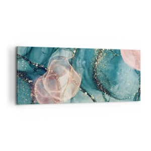 Obraz na plátne - Modré hodváb modré, ružový tyl - 100x40 cm