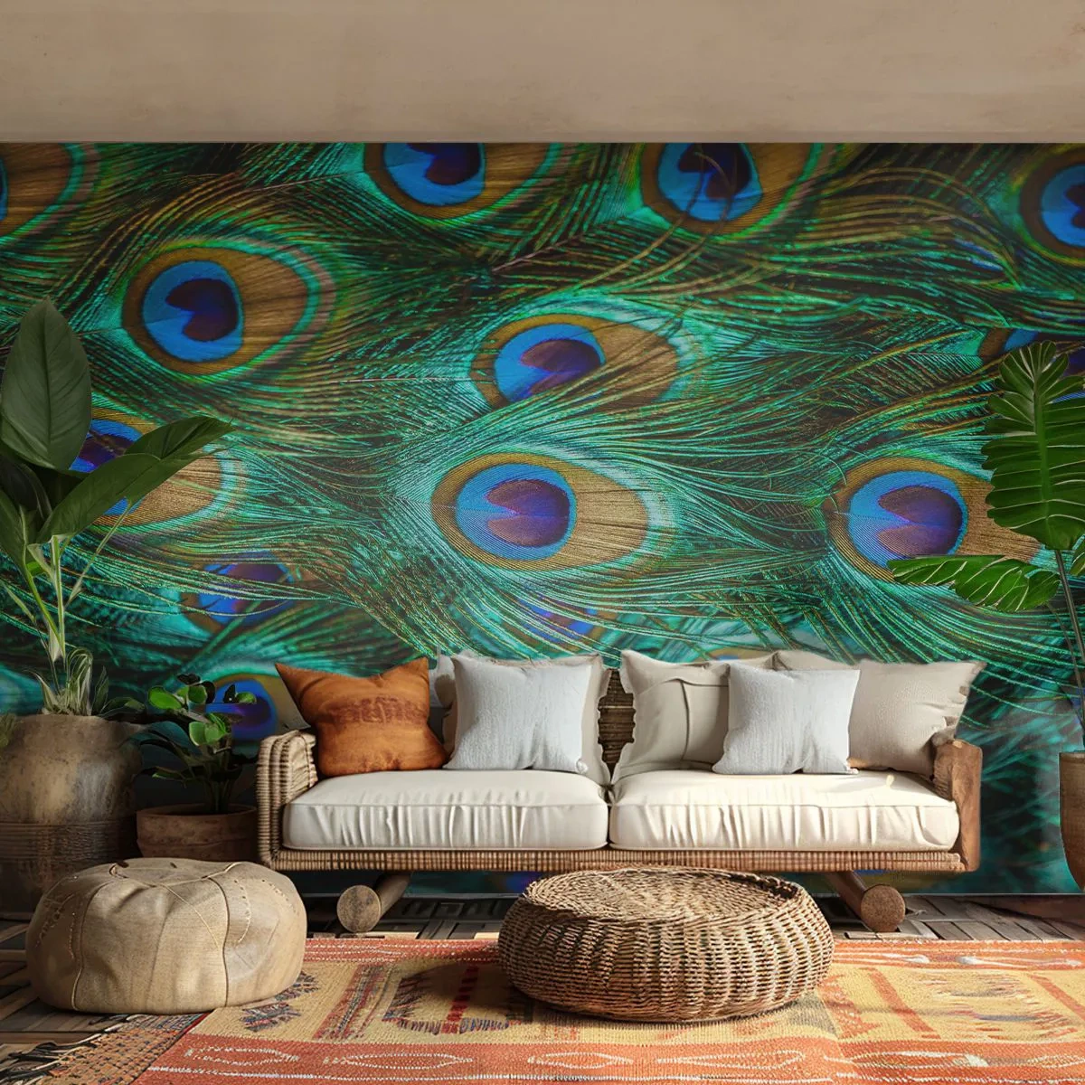 Fototapeta Premium Canvas - Páví pohľad - Abstrakcia, Pávie perie, Vtáčie pierko - 300x210 cm