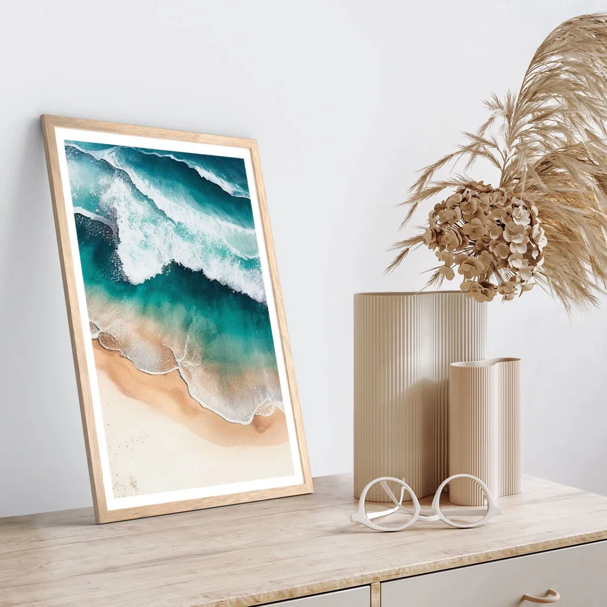 Plagát v ráme zo svetlého duba - Odveké stretnutie - 50x70 cm