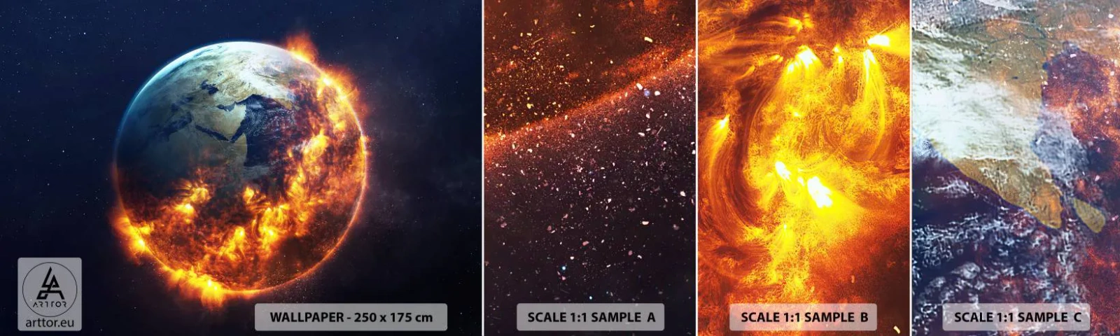 Vzorka Fototapeta Standard Eco - Plameň apokalypsy - Kozmos, Planéta Zem, Plamene ohňa - 100x30 cm
