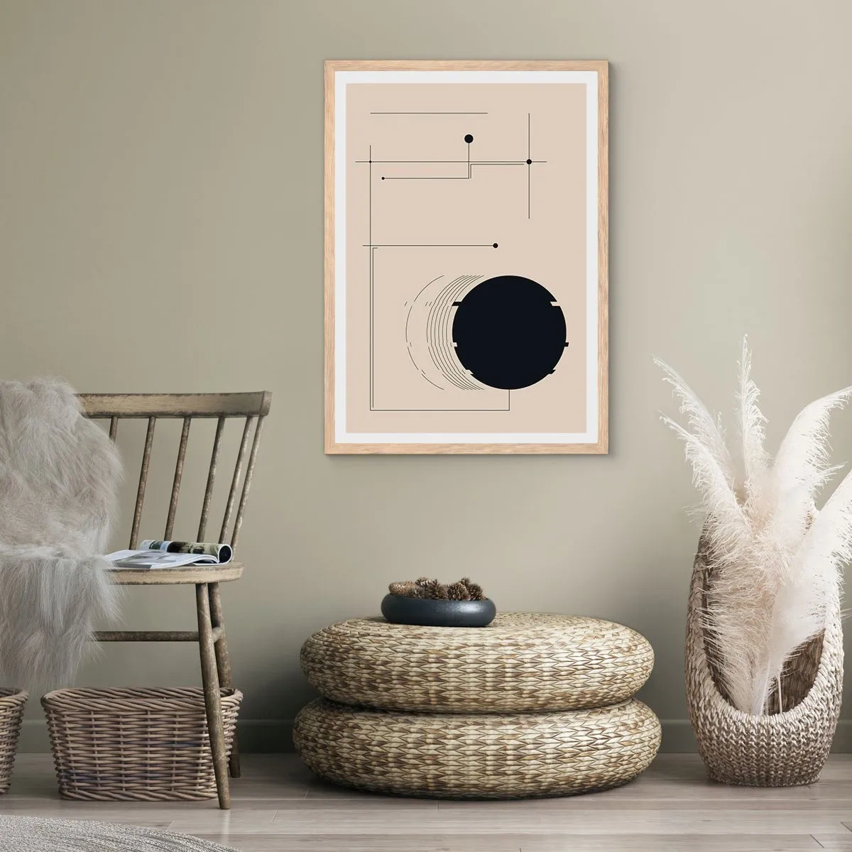 Plagát v ráme zo svetlého duba - Pružná a dynamická kompozícia - 61x91 cm