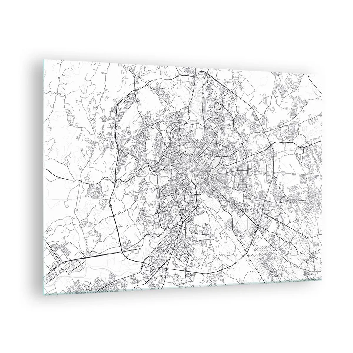Obraz na skle - Mapa Ríma s prehľadným kruhovým rozložením ciest - 70x50cm - Rímsky kruh - Moderná nástenná dekorácia do obývacej izby a spálne ARTTOR