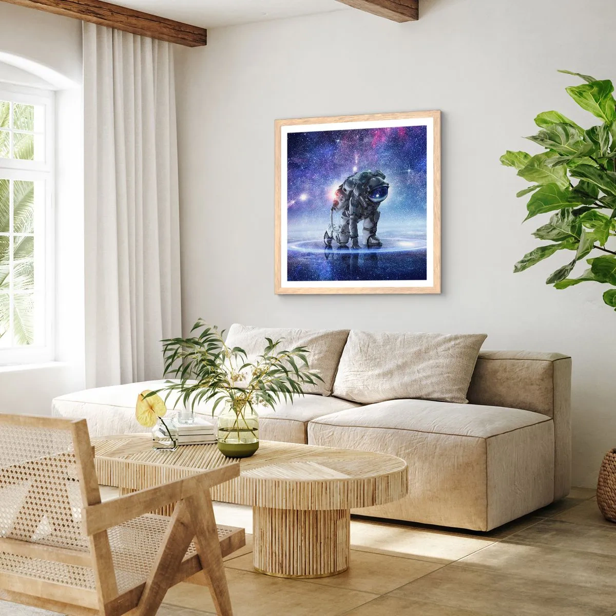 Plagát v ráme zo svetlého duba - Hviezdne nebo nado mnou - 60x60 cm