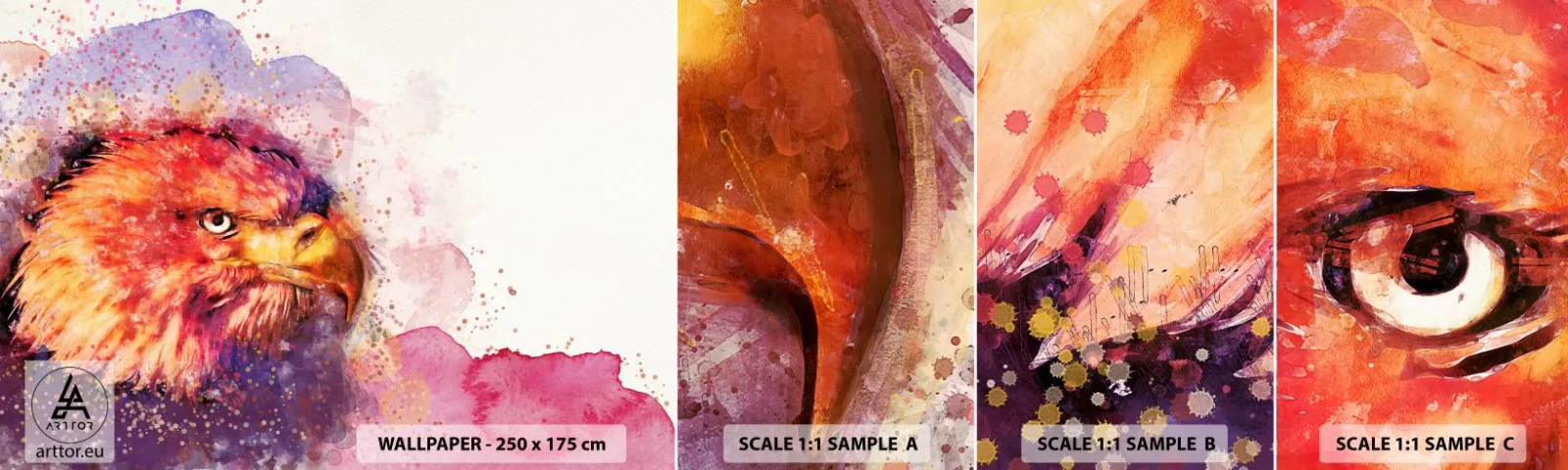 Vzorka samolepiacej fototapety Deluxe Sticker - Nechceš vedieť, na čo myslím - Abstrakcia, Vták, Orol - 100x30 cm