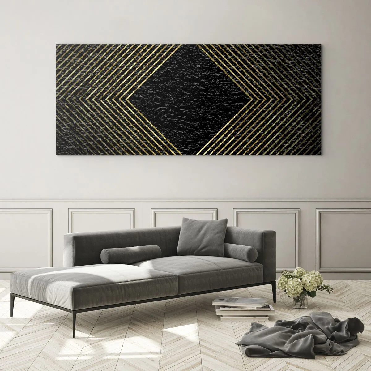 Obraz na skle - Geometria v štýle glamour - 100x40 cm