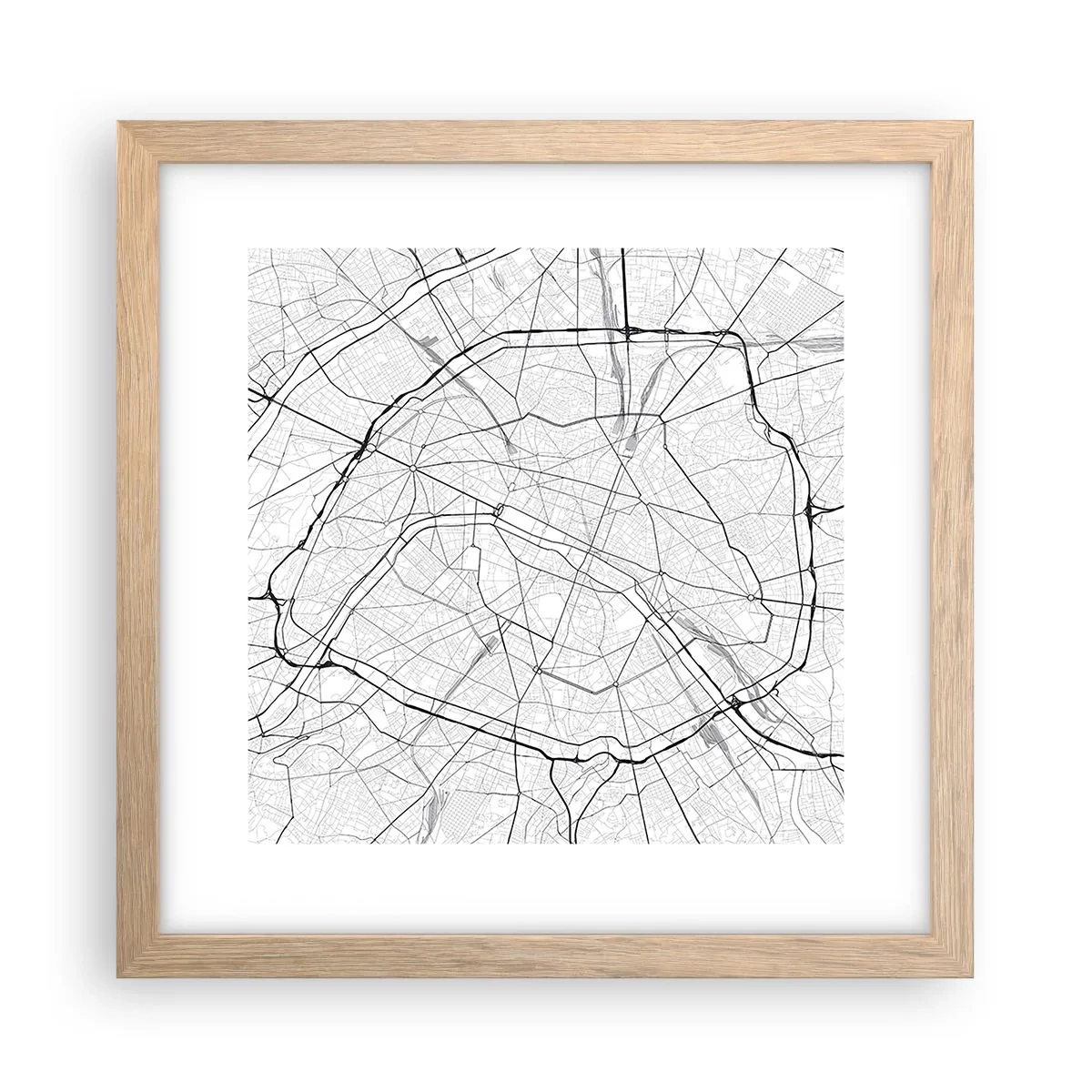 Plagát v ráme zo svetlého duba - Kvet Paríža - 30x30 cm