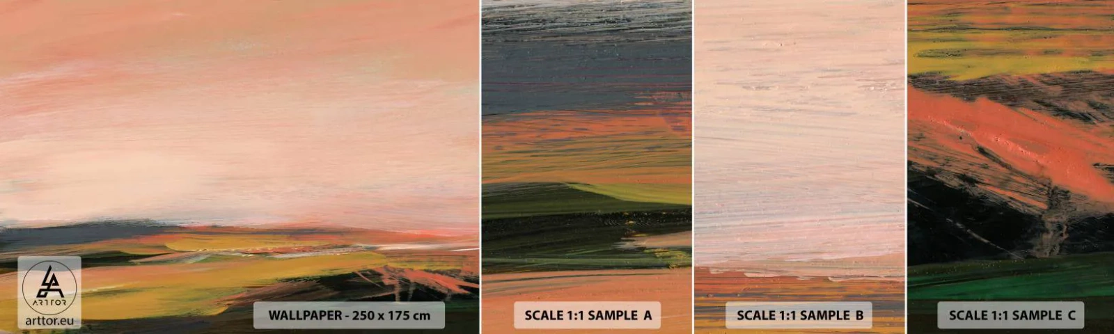 Vzorka samolepiacej fototapety Deluxe Sticker - V ružových tónoch - Krajina, Kus, vyhliadka - 100x30 cm