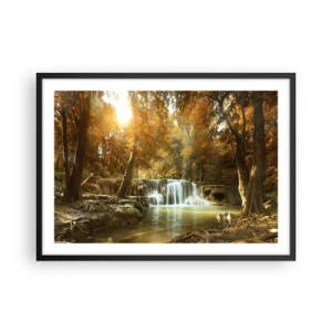 Plagát v čiernom ráme - Parkový vodopád - 70x50 cm