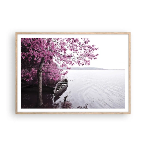Plagát v ráme zo svetlého duba - V ružovom tichu - 100x70 cm