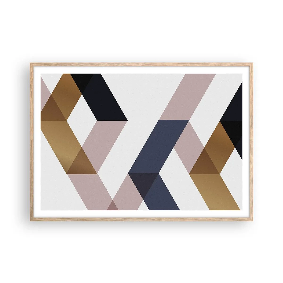 Plagát v ráme zo svetlého duba - Roviny a uhly - 100x70 cm