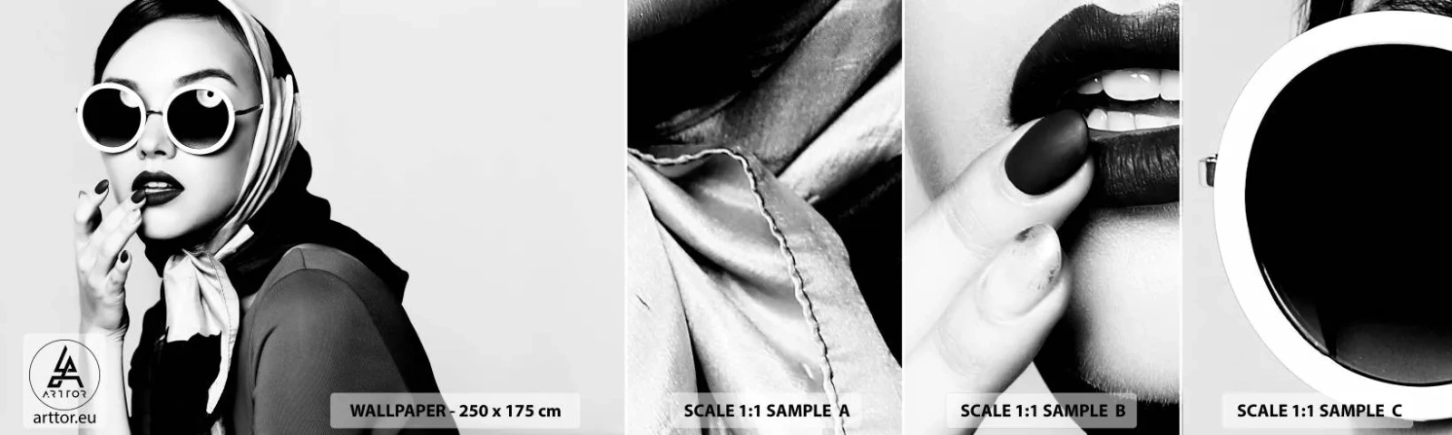 Vzorka samolepiacej fototapety Deluxe Sticker - Pozdravy zo 60. rokov - Žena, Ženská tvár, Vintage - 100x30 cm