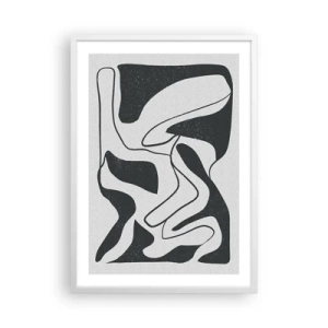 Plagát v bielom ráme - Abstraktná hra v labyrinte - 50x70 cm