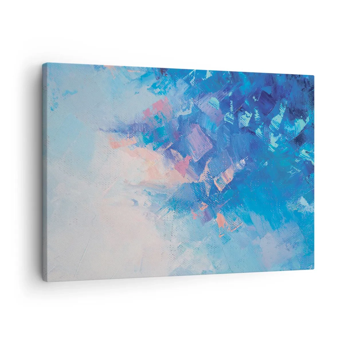 Obraz na plátne - Abstraktná kompozícia v odtieňoch modrej a ružovej - 70x50cm - Zimná abstrakcia - Moderná nástenná dekorácia do obývacej izby a spálne ARTTOR