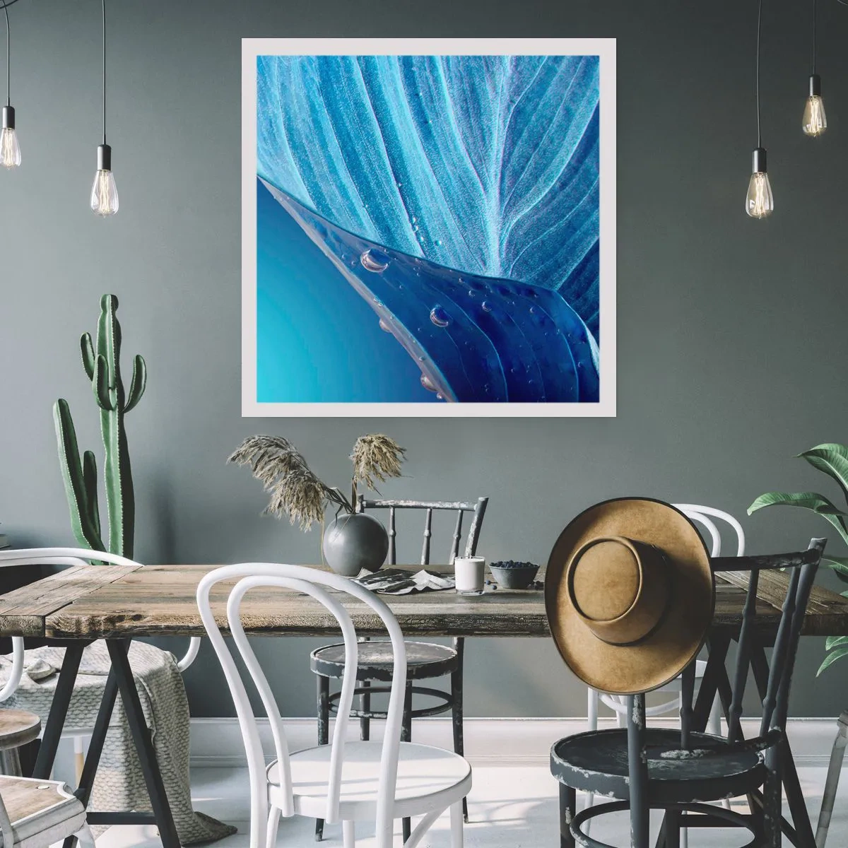 Plagát - Skryté kvapky modrej - 40x40 cm