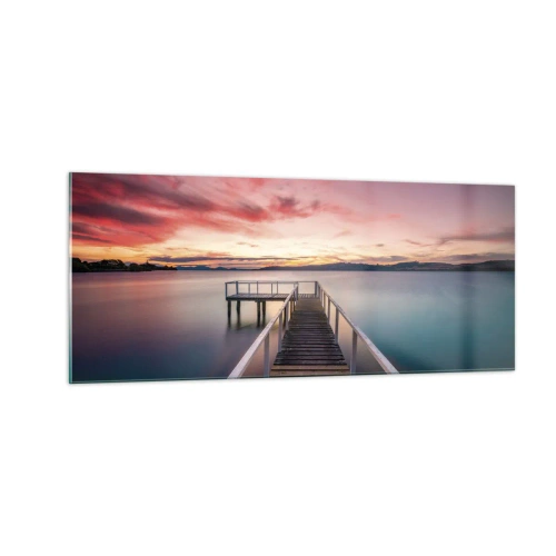 Obraz na skle - Jemný plameň večera - 100x40 cm