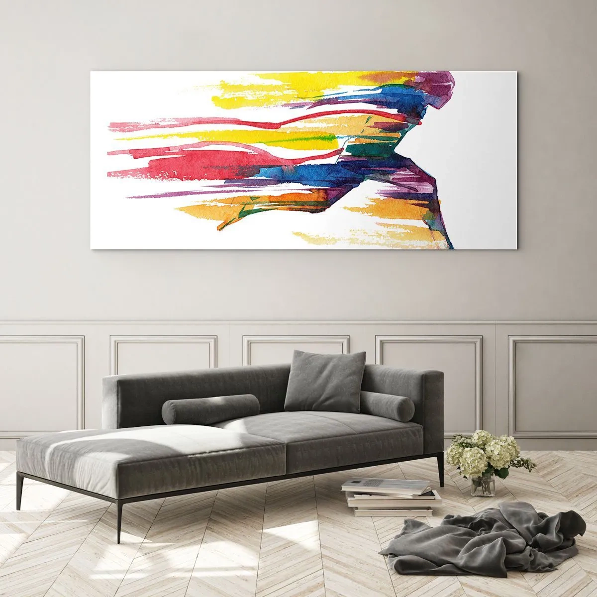 Obraz na skle - Dúhový beh - 100x40 cm