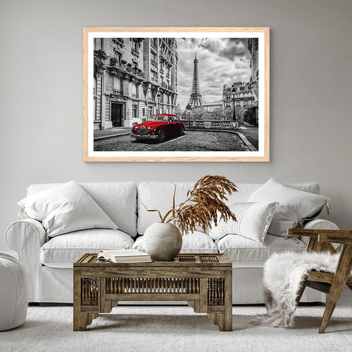 Plagát v ráme zo svetlého duba - Dravec v meste - 70x50 cm