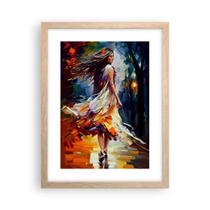 Plagát v ráme zo svetlého duba - Jesenné dievča - 30x40 cm